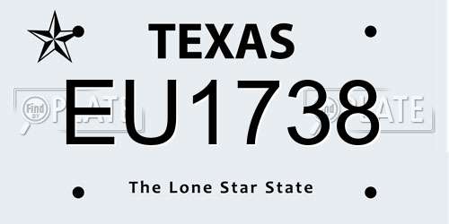 EU1738 Texas License Plate