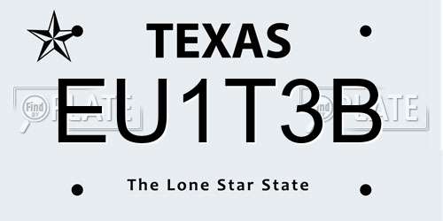 EU1T3B Texas License Plate