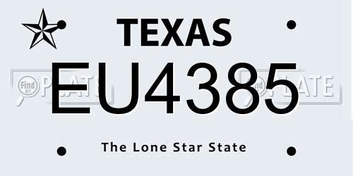 EU4385 Texas License Plate