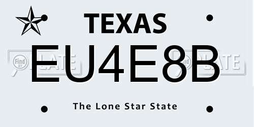 EU4E8B Texas License Plate