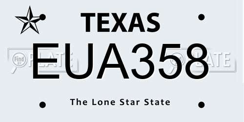 EUA358 Texas License Plate