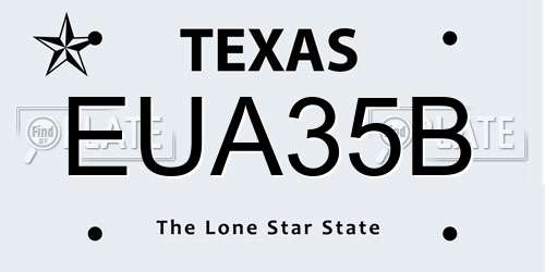 EUA35B Texas License Plate