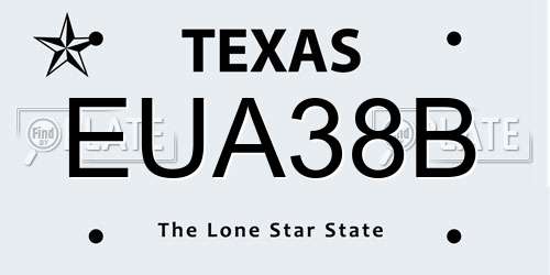 EUA38B Texas License Plate