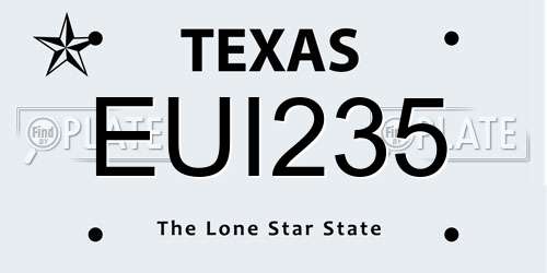 EUI235 Texas License Plate