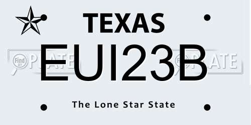 EUI23B Texas License Plate
