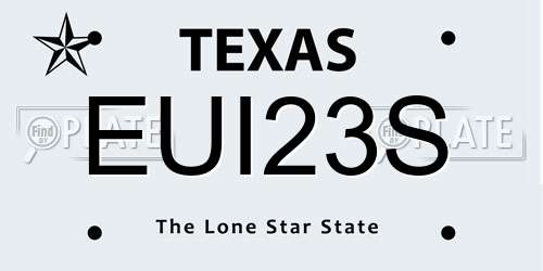 EUI23S Texas License Plate