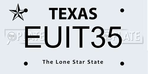 EUIT35 Texas License Plate
