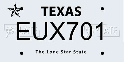 EUX701 Texas License Plate