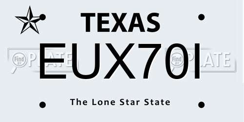 EUX70I Texas License Plate