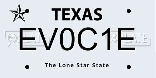 EV0C1E Texas License Plate