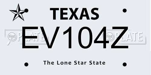 EV104Z Texas License Plate