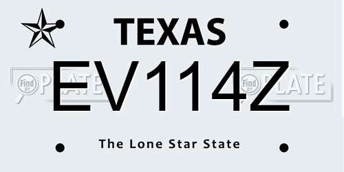 EV114Z Texas License Plate