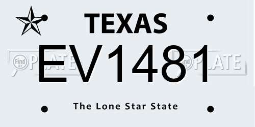 EV1481 Texas License Plate