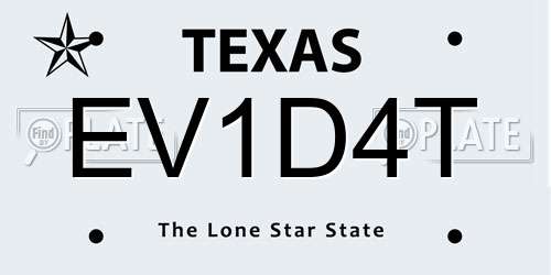 EV1D4T Texas License Plate