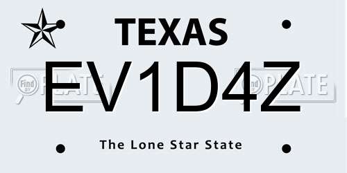 EV1D4Z Texas License Plate