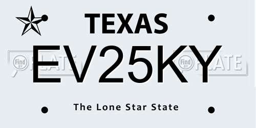 EV25KY Texas License Plate