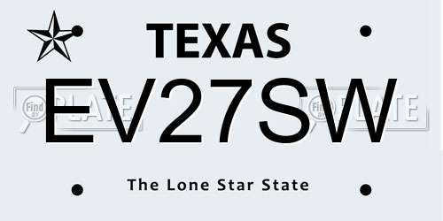EV27SW Texas License Plate