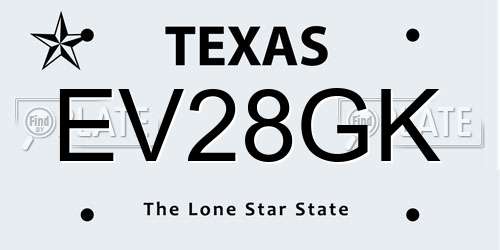 EV28GK Texas License Plate