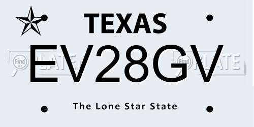 EV28GV Texas License Plate