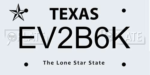 EV2B6K Texas License Plate