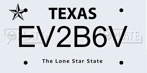 EV2B6V Texas License Plate
