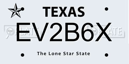 EV2B6X Texas License Plate