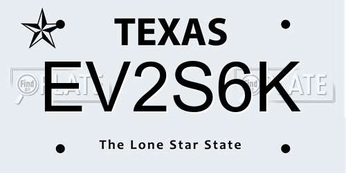 EV2S6K Texas License Plate