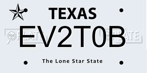 EV2T0B Texas License Plate