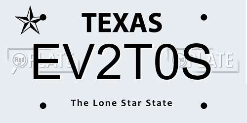 EV2T0S Texas License Plate