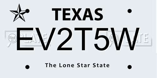 EV2T5W Texas License Plate