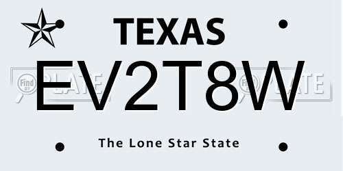 EV2T8W Texas License Plate