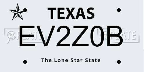 EV2Z0B Texas License Plate