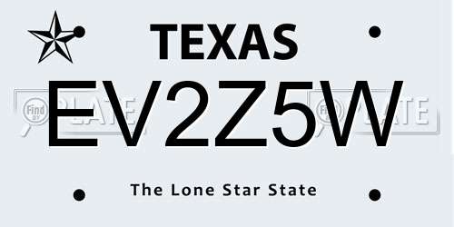 EV2Z5W Texas License Plate