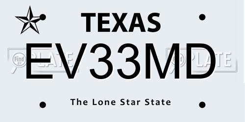 EV33MD Texas License Plate