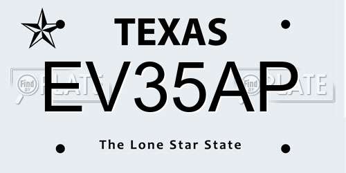 EV35AP Texas License Plate