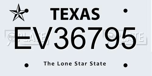 EV36795 Texas License Plate