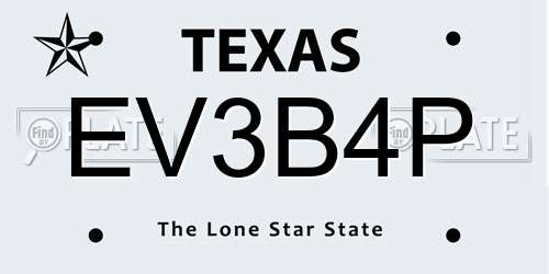 EV3B4P Texas License Plate