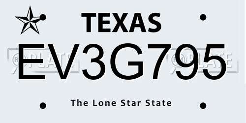 EV3G795 Texas License Plate