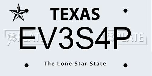 EV3S4P Texas License Plate