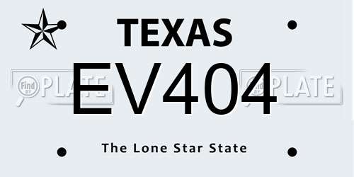 EV404 Texas License Plate
