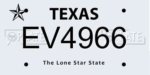 EV4966 Texas License Plate