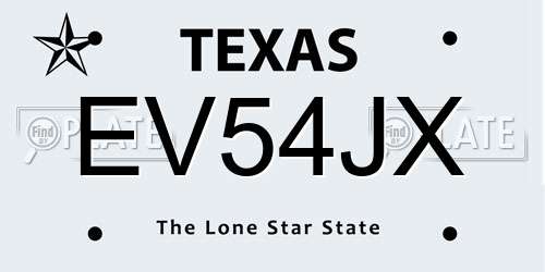 EV54JX Texas License Plate