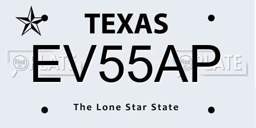 EV55AP Texas License Plate