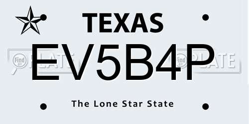 EV5B4P Texas License Plate