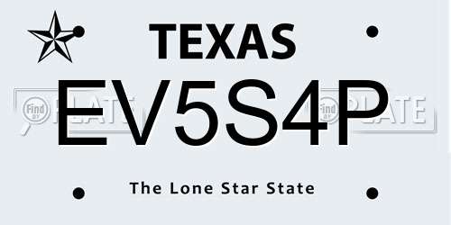 EV5S4P Texas License Plate