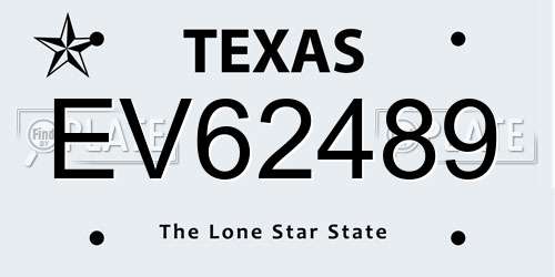 EV62489 Texas License Plate