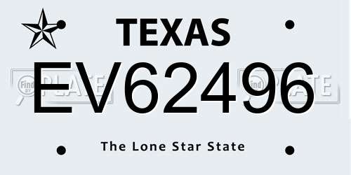 EV62496 Texas License Plate