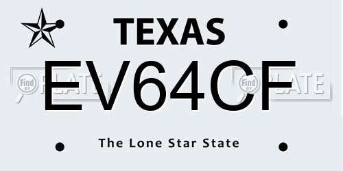 EV64CF Texas License Plate