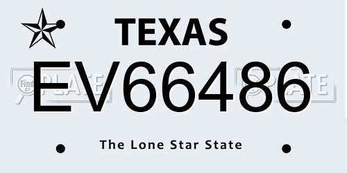 EV66486 Texas License Plate
