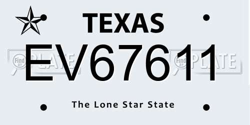 EV67611 Texas License Plate